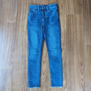 J CREW 10" High-Rise Skinny Jeans Button Fly Raw Hem Size 25